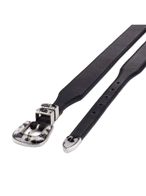 CRAZY COLOR - Black Shade Cintura Silver Ostrich Silver ostrich | STDCCSBLKBLACK CALFSKIN